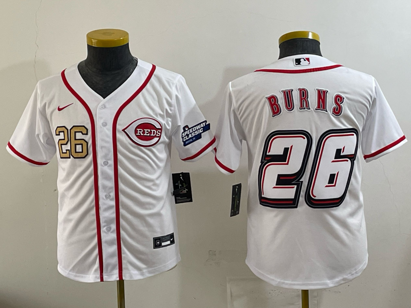 Youth Cincinnati Reds #26 Durns white Nike MLB 2025 Jersey 043